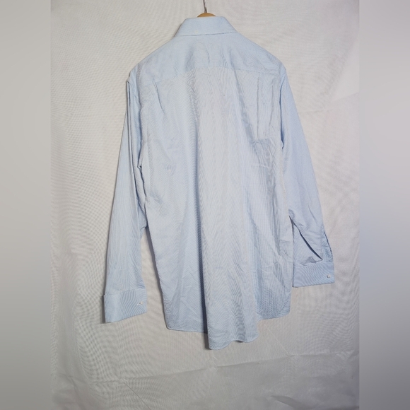 Collection By Michael Strahan sz 16 34/35 Men's Blue Dress Shirt French Cuffs - Picture 4 of 5